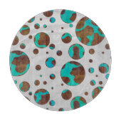 Planche À Découper Polka Dot Cow Impression Brown et Turquoise (Devant)