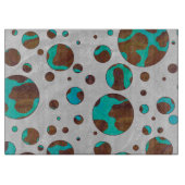 Planche À Découper Polka Dot Cow Impression Brown et Turquoise (Devant)