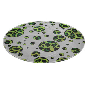 Planche À Découper Polka Dot Leopard noir et vert