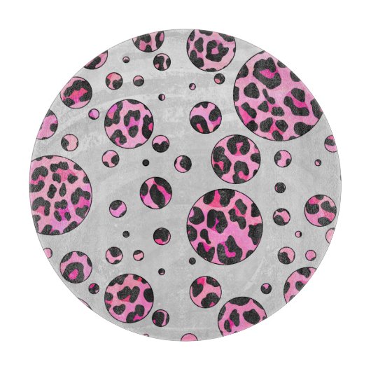 Planche À Découper Polka Leopard Pot noir et rose chaud (Devant)