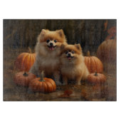 Planche À Découper Poméranien Chiot Automne Citrouille délice (Devant)