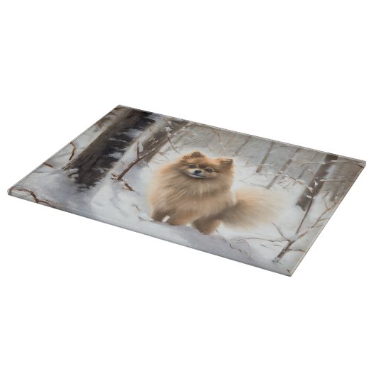 Planche À Découper Poméranienne Laisser Neige Noël (Coin)