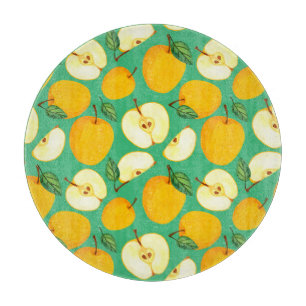 Planche À Découper Pomme jaune : Motif d'aquarelle juteux.