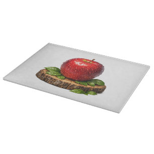 Planche À Découper Pomme Rouge Croquante Réaliste et Humide