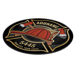 Planche À Découper Pompier AJOUTER LE NOM Insigne du service de pompi