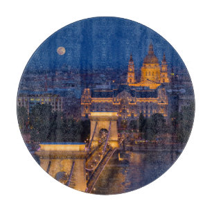 Planche À Découper Pont de chaîne et Pleine lune de nuit