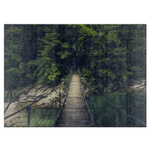 Planche À Découper Pont suspendu simple rivière Idrijca, Slovénie