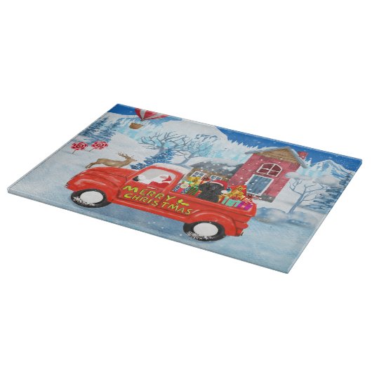 Planche À Découper Poodé Chien Livraison de Noël Camion Neige (Coin)