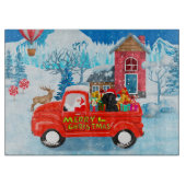 Planche À Découper Poodé Chien Livraison de Noël Camion Neige (Devant)