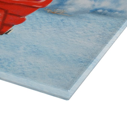 Planche À Découper Poodé Chien Livraison de Noël Camion Neige (Coin)