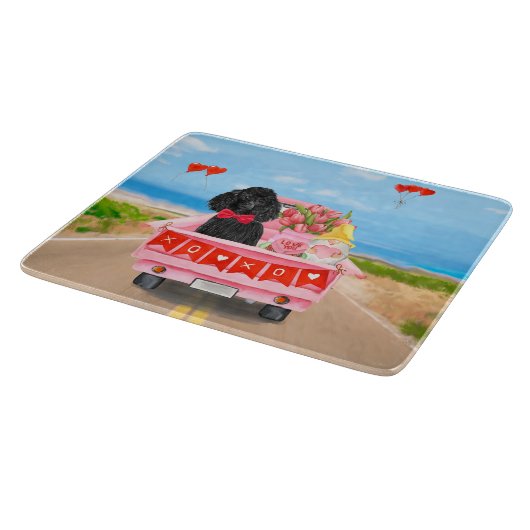 Planche À Découper Poodle Chien Saint-Valentin Coeurs de Camion (Coin)