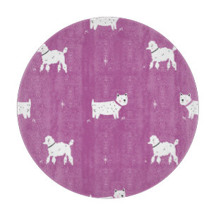 Planche À Découper Poodle violet : Motif rétro monochrome