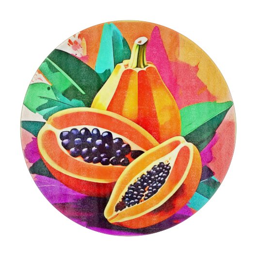Planche À Découper Pop Art Papaya découpé (Devant)