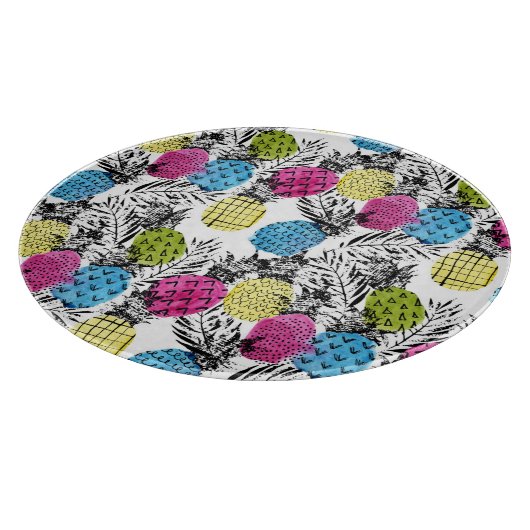 Planche À Découper Pop Art Pineappy Et Palm Feuilles (Coin)