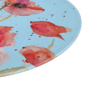 Planche À Découper Poppie rouge sur les Poppies d'aquarelle bleu Déco (Coin)