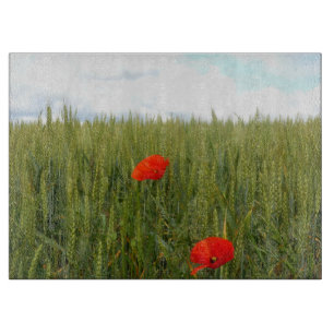 Planche À Découper Poppies dans un Wheat Field Glass Chopping Board