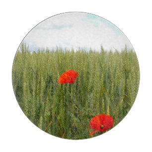 Planche À Découper Poppies dans un Wheat Field Glass Chopping Board