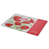 Planche À Découper Poppies roses rouges Art Personnalisé Monogramme p (Coin)