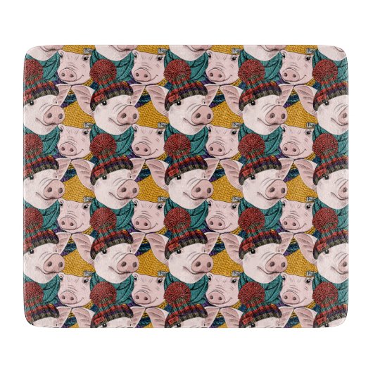 Planche À Découper Porcs avec le motif de casquettes (Devant)