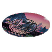 Planche À Découper Porte de lune dans le jardin. (Coin)