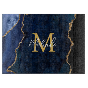 Planche À Découper Porte en marbre bleu et or de la Marine