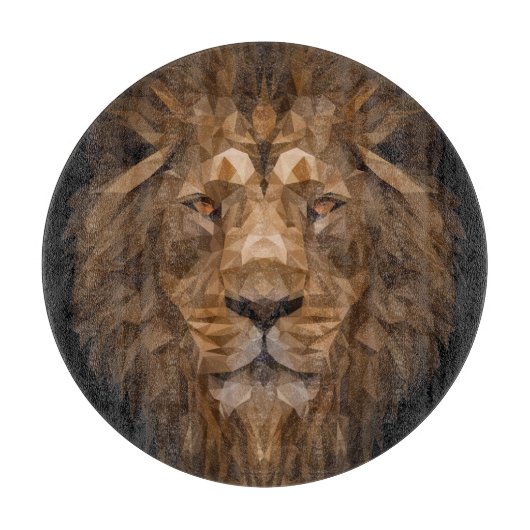 Planche À Découper Portrait de lion géométrique (Devant)