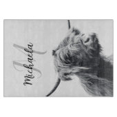 Planche À Découper Portrait de vache Highland premier monogramme noir (Devant)
