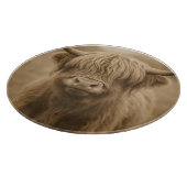 Planche À Découper Portrait sépia de vache des Highlands (Coin)