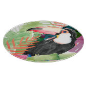 Planche À Découper Portrait toucan avec Feuilles tropicaux (Coin)