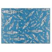 Planche À Découper Portugais Lisbonne Sardines Motif Azulejos Bleu (Devant)