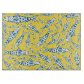 Planche À Découper Portugais Lisbonne Sardines Motif Azulejos Jaune (Devant)