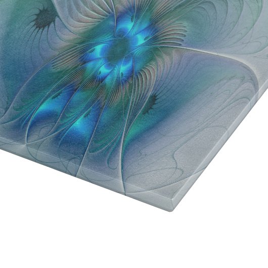Planche À Découper Position, Abstrait bleu turquoise fractal (Coin)