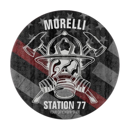 Planche À Découper Poste de pompier de pompier Custom NAME (Devant)