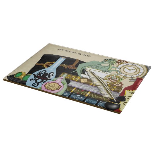 Planche À Découper Potions Dragon Steampunk Livres (Coin)