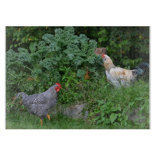 Planche À Découper Poulet Dans Le Jardin (Devant)