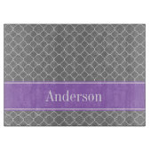 Planche À Découper Pourpre gris de Quatrefoil personnalisé (Devant)