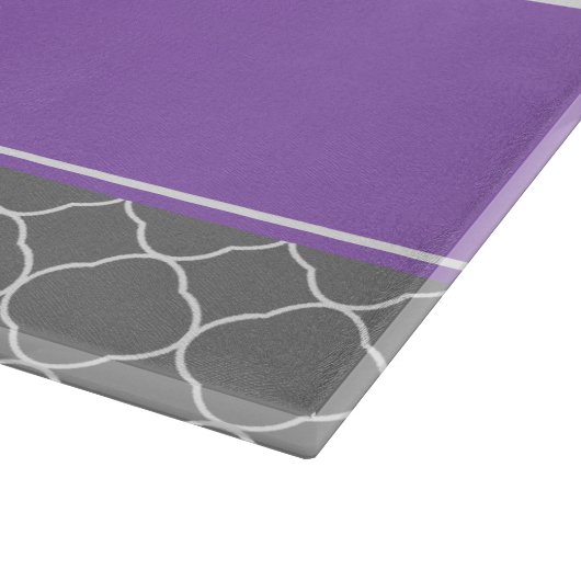Planche À Découper Pourpre gris de Quatrefoil personnalisé (Coin)