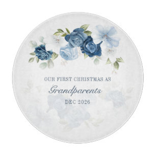 Planche À Découper Poussière Florale Bleue Grands-Parents 1er Noël