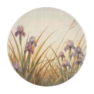 Planche À Découper Prairie d'Iris Violet Herbe Dorée Paysage