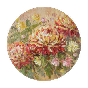Planche À Découper Pré de chrysanthème : Peinture à la main acrylique