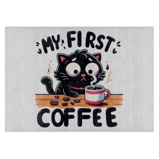 Planche À Découper Première aventure de café noir (Devant)