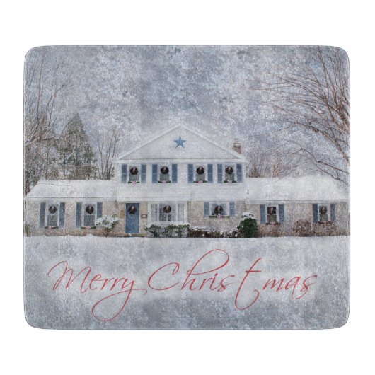 Planche À Découper Primitive Winter Snow Country Rustic Open House (Devant)