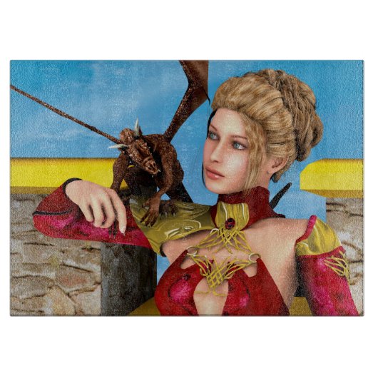 Planche À Découper Princesse Dragon Fantastique Art Numérique (Devant)