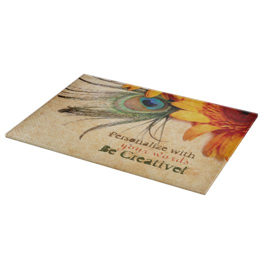 Planche À Découper Psydefx : Gerbera Flower + Peacock Feather (Coin)