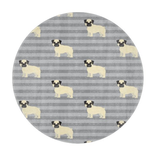 Planche À Découper Pug Gris Ligné (Devant)
