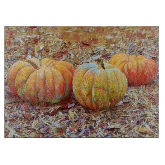 Planche À Découper Pumpkins Thanksgiving Art Glass Cutting Board (Devant)