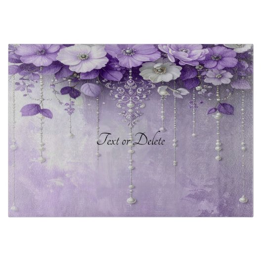 Planche À Découper Purple Flowers with Dangling Pearls Cutting Board (Devant)