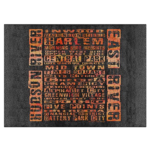 Planche À Découper Quartiers de NYC Orange (Devant)