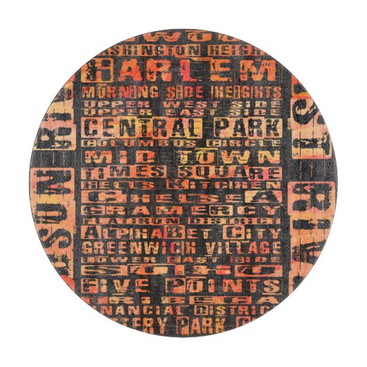 Planche À Découper Quartiers de NYC Orange (Devant)