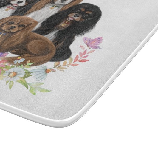 Planche À Découper Quatre Espagnols Cavalier Roi Charles en Fleurs (Coin)